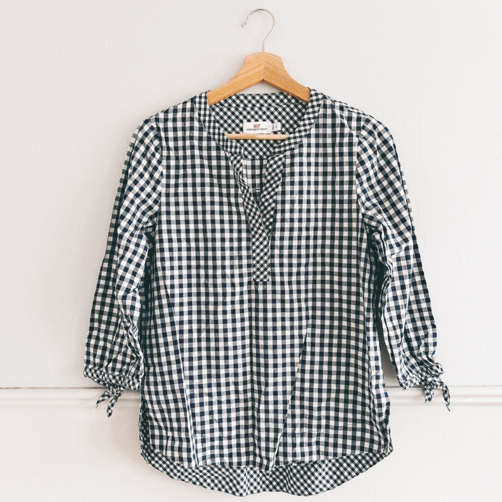 VINEYARD VINES > Gingham Popover Top